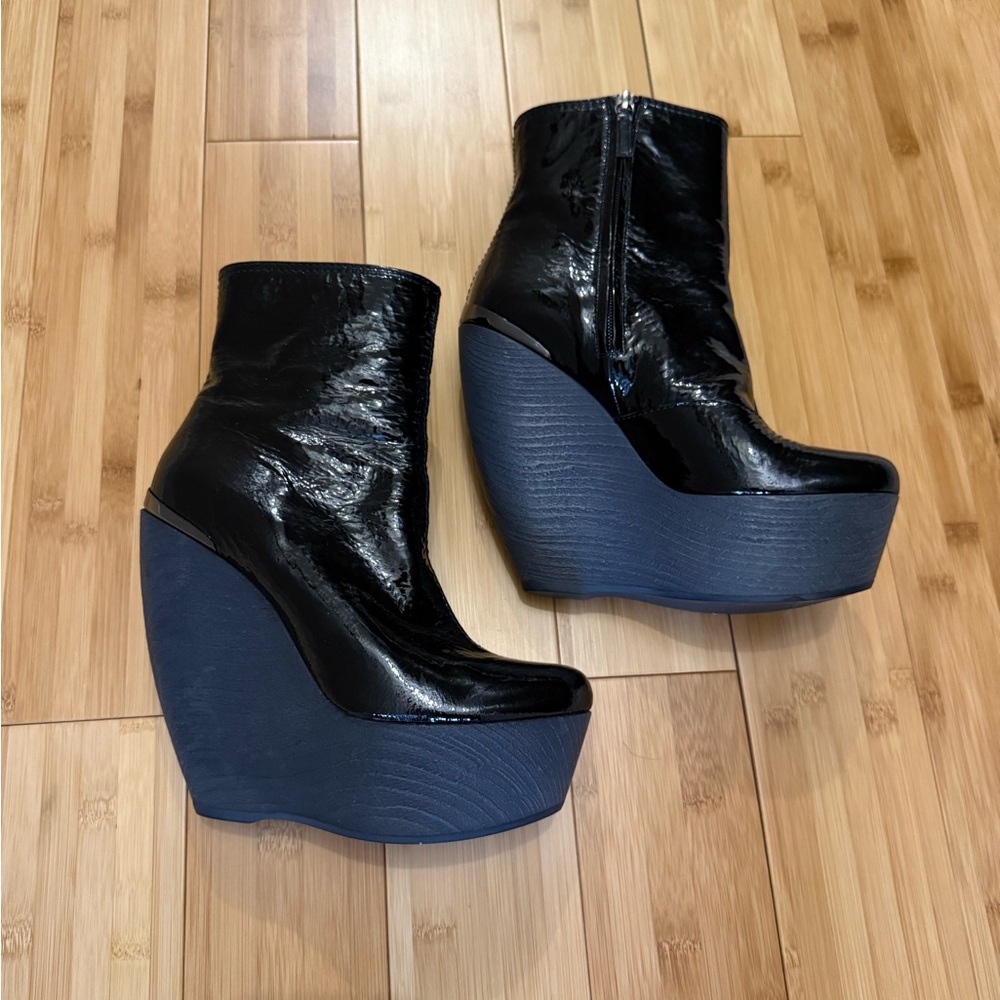 Lanvin Patent Platform Wedge Ankle Boots - Picture 3 of 7